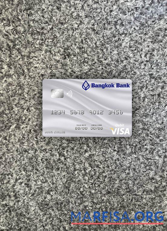 Blank Thailand Bangkok Bank visa debit card gray photolook front template
